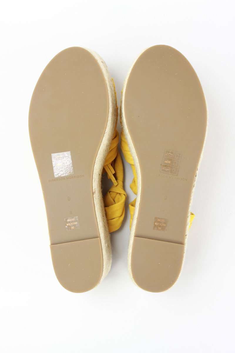 Sigerson Morrison Cosie Espadrille Wedge Sandal With Woven Raffia Platform Yellow 9 B