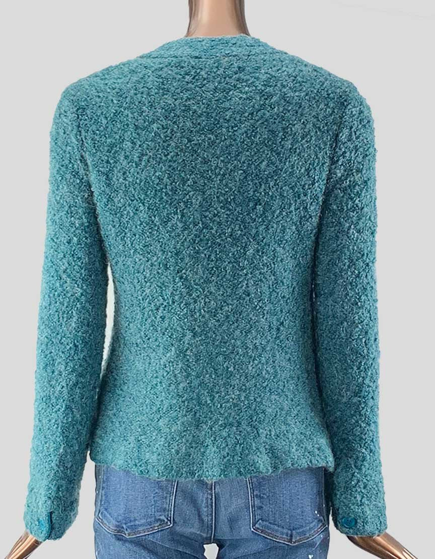 Courrèges Turquoise Wool Cardigan Blazer Small - LuxAnthropy