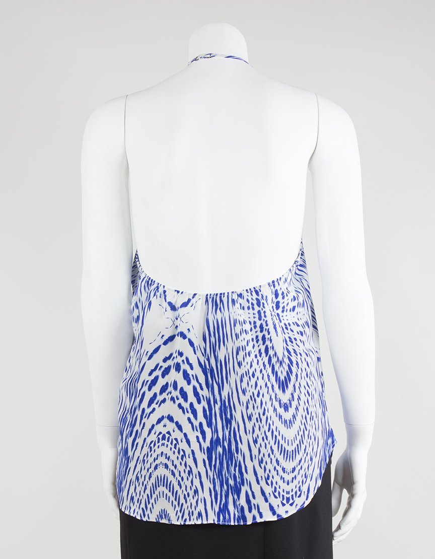 Chelsea Flower Show Blue and White Spaghetti Strap Camisole Blouse - Small