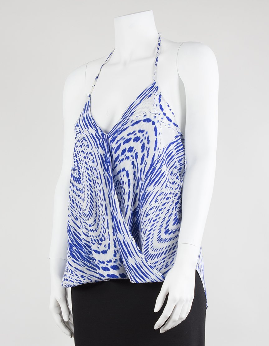 Chelsea Flower Show Blue and White Spaghetti Strap Camisole Blouse - Small