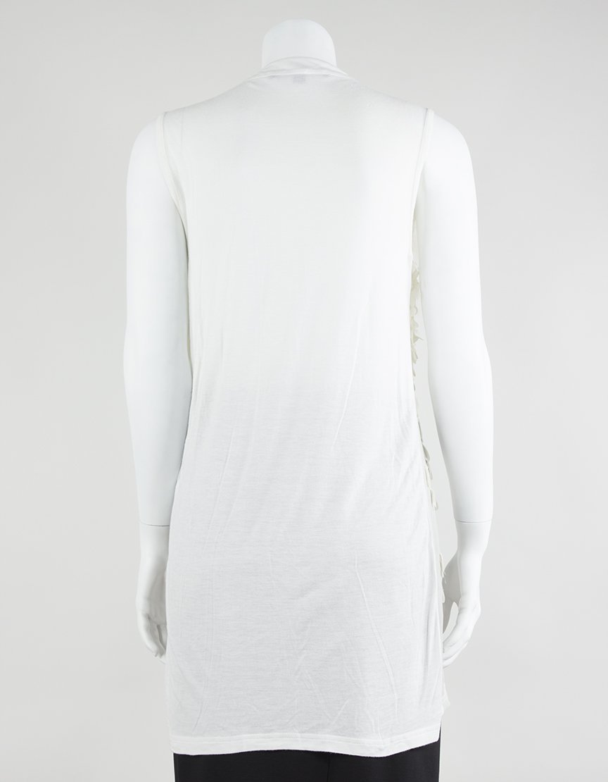 Givenchy Sleeveless Long Tunic T Shirt With Jeweled Neck And Flower Applique - X-Small - LuxAnthropy