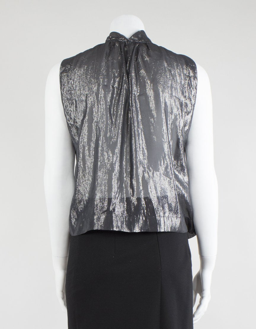 Rebecca Taylor Gun Metal Grey Sheer Top Sleeveless Size 2