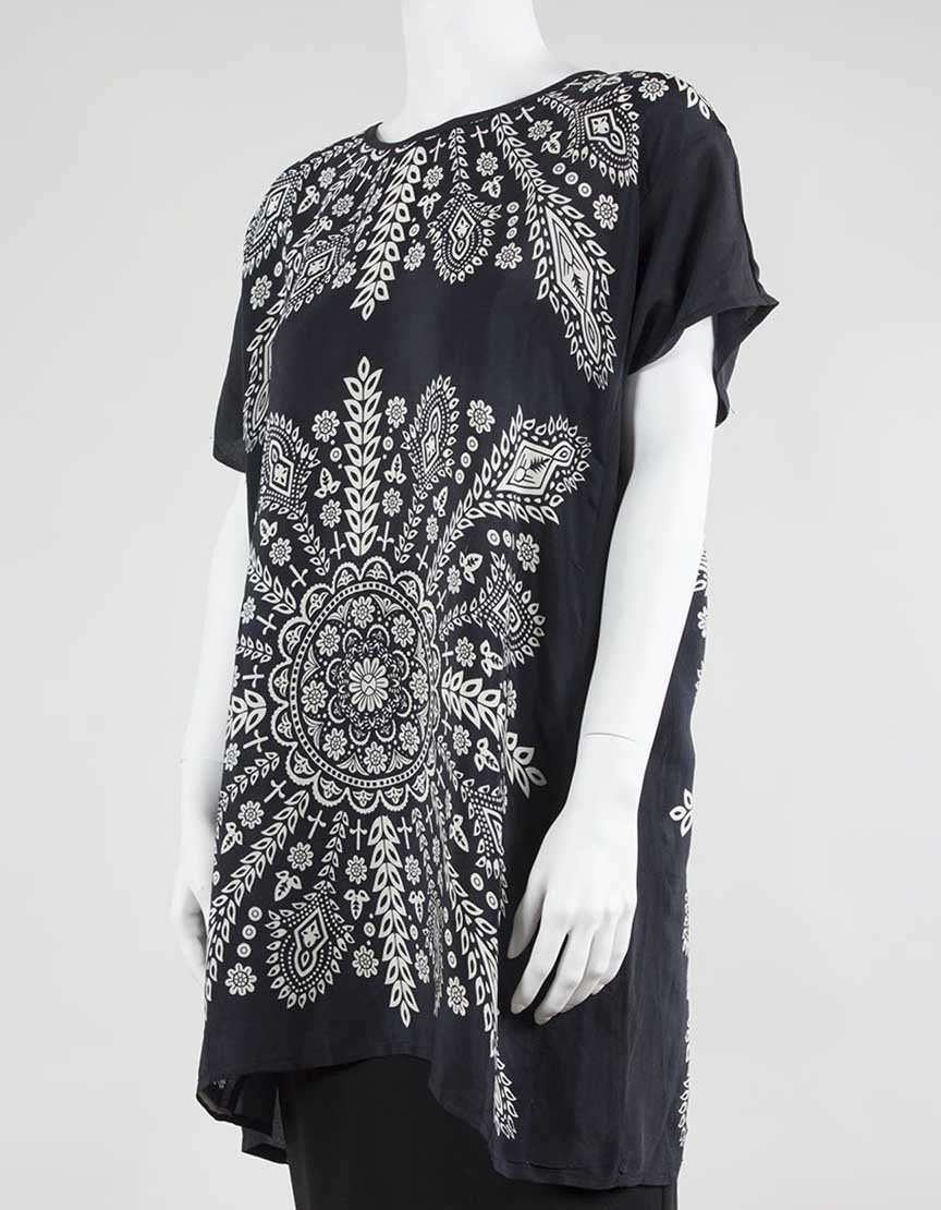 Tolani Navy And Cream Print Beach Cover Up Dress X-Small - LuxAnthropy