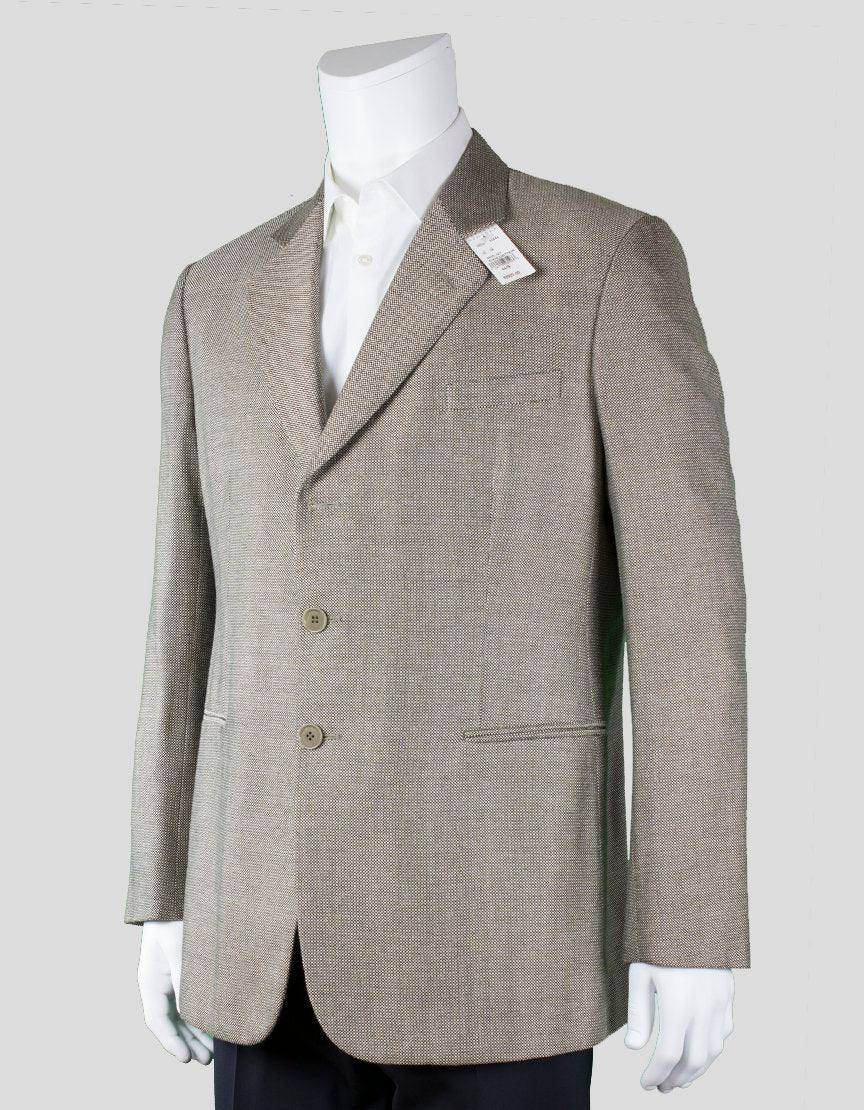 Giorgio Armani Brown Black And White Checked Three Button Front Blazer With Four Button Detail At Cuffs Size 44R