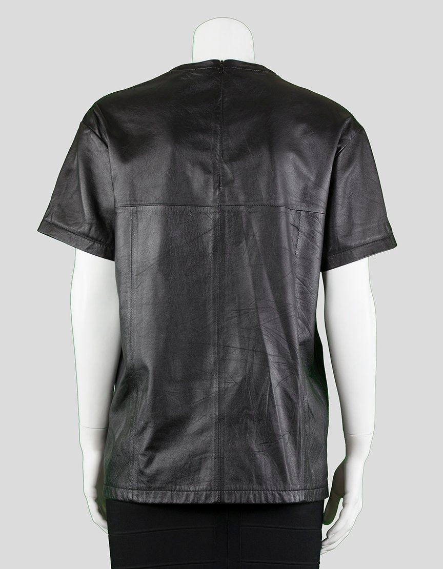 Jonathan Simkhai Short Sleeve Leather Top - Small - LuxAnthropy