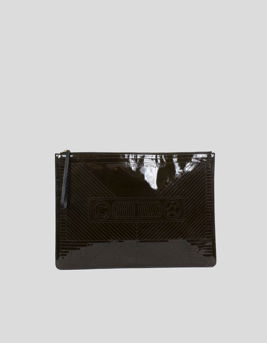 Corto Moltedo Large Brown Patent Leather Clutch