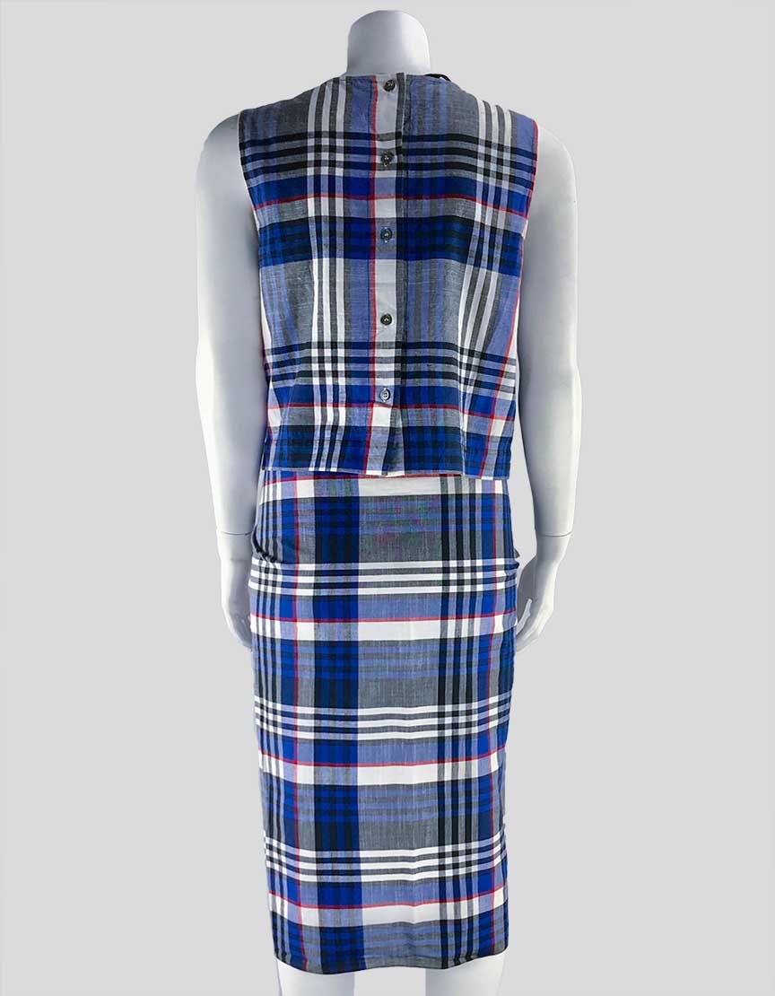 JENNI KAYNE Blue Plaid Cotton Skirt and Top Set - 2 US