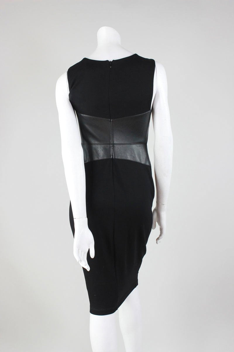 Bailey 44 Black Wool And Leather Sleeveless Dress Size Small - LuxAnthropy