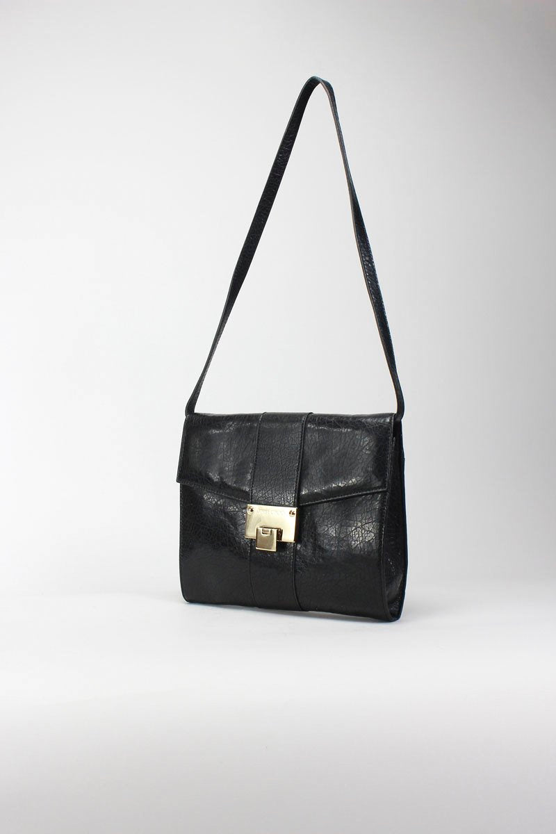 Jimmy Choo Black Shoulder Bag With Gold Tone Clasp