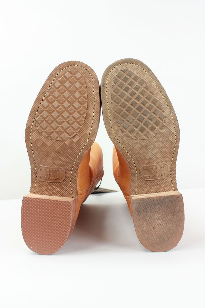 FRYE Tan Leather Calf Length Flat Boots Pull On - 6 US