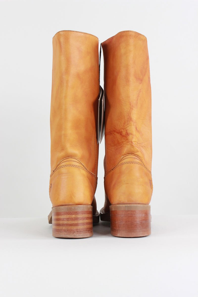 FRYE Tan Leather Calf Length Flat Boots Pull On - 6 US