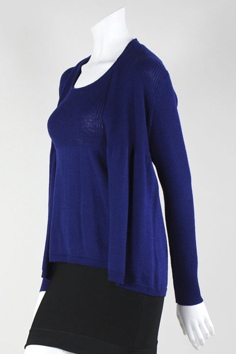 Eileen Fisher Two Piece Sleeveless Shell And Long Sleeved Knitted Cardigan Size P S