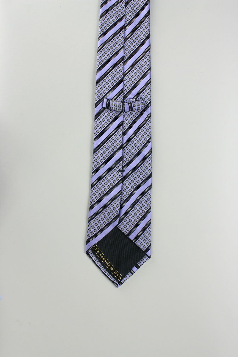 Ermenegildo Zegna Lavender Black Tan Patterned Tie
