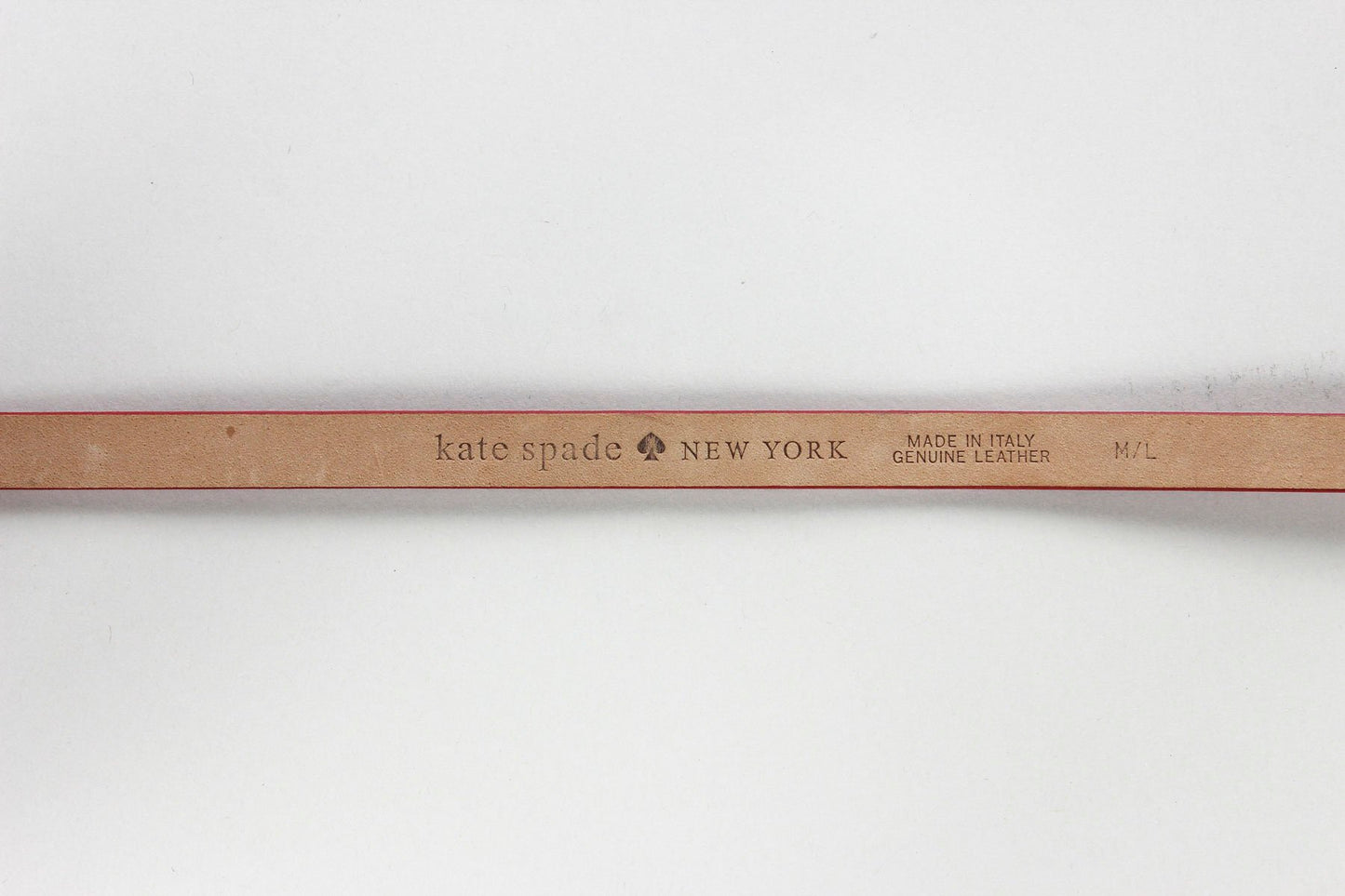 Kate Spade New York Red Patent Leather Skinny Belt With Gold Tone Medal Ribbon Closure Size M/L