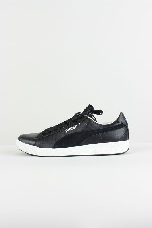 Puma Comp Star Black Leather Lace Up Sneakers With Signature Suede Formstrip On Sides Size 10