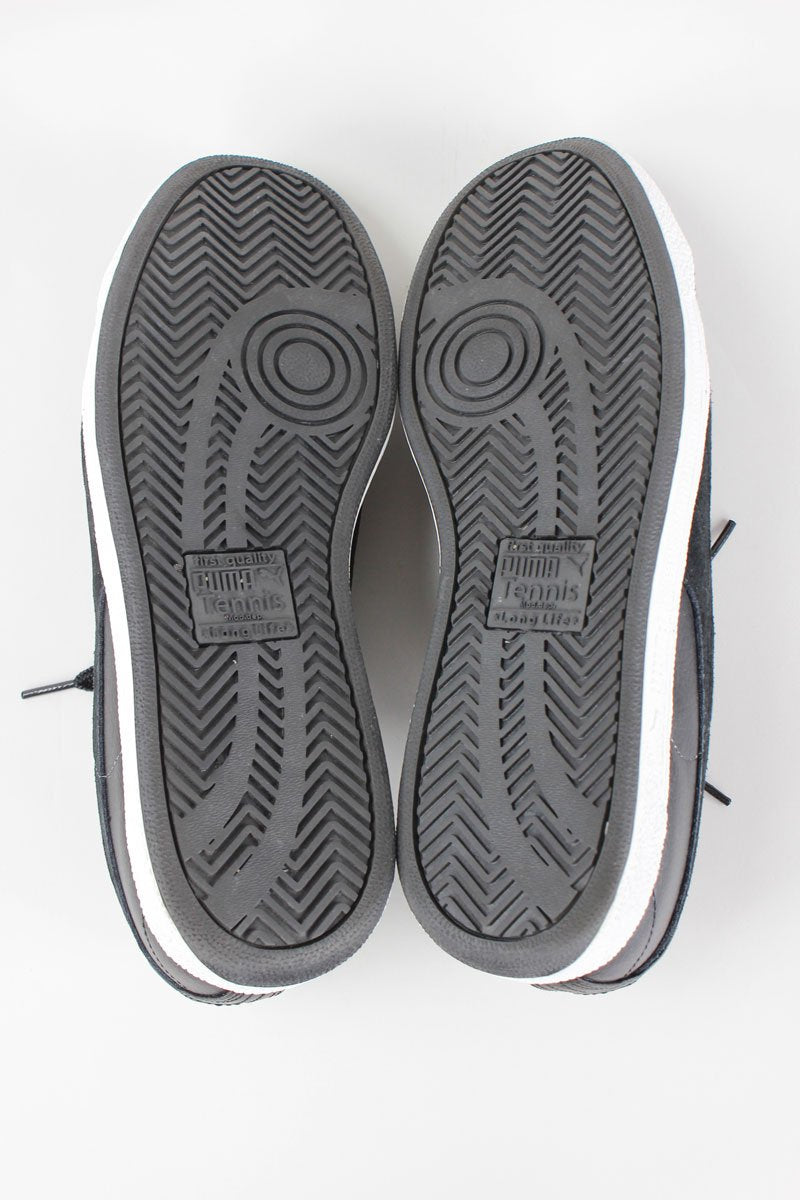 Puma Comp Star Black Leather Lace Up Sneakers With Signature Suede Formstrip On Sides Size 10