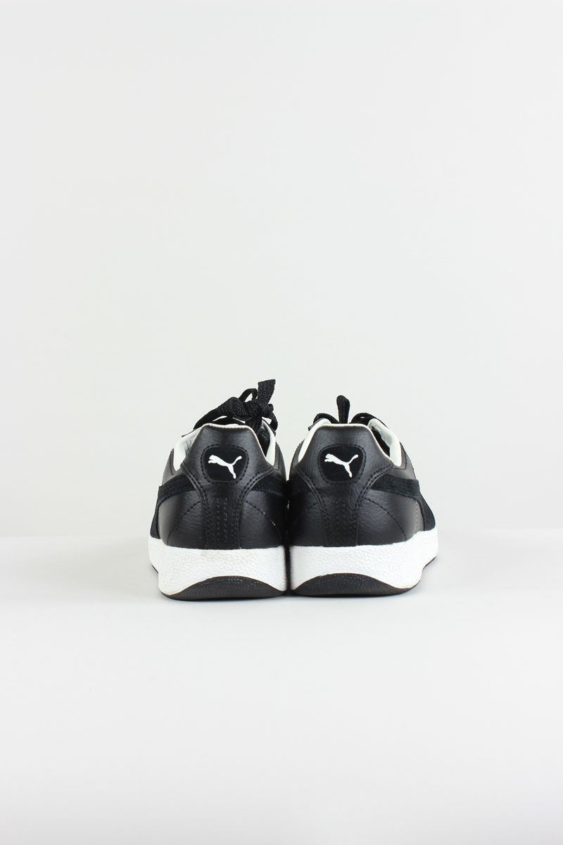 Puma Comp Star Black Leather Lace Up Sneakers With Signature Suede Formstrip On Sides Size 10