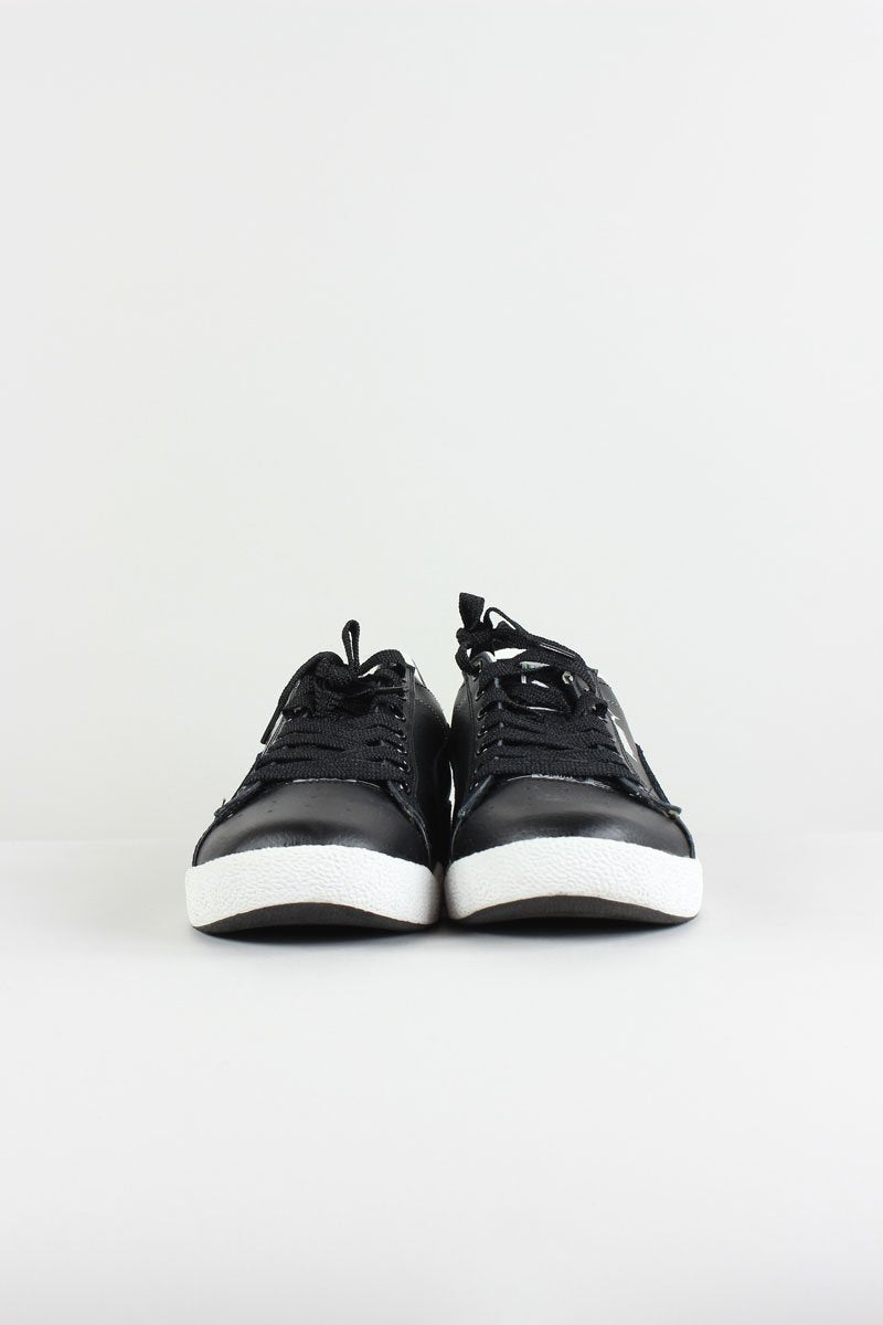 Puma Comp Star Black Leather Lace Up Sneakers With Signature Suede Formstrip On Sides Size 10