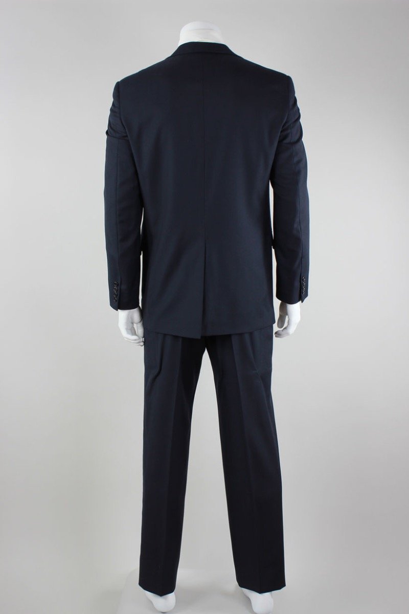 Hart Schaffner Marx Navy Two Button Single Vent Suit With Pleated Pants 42L