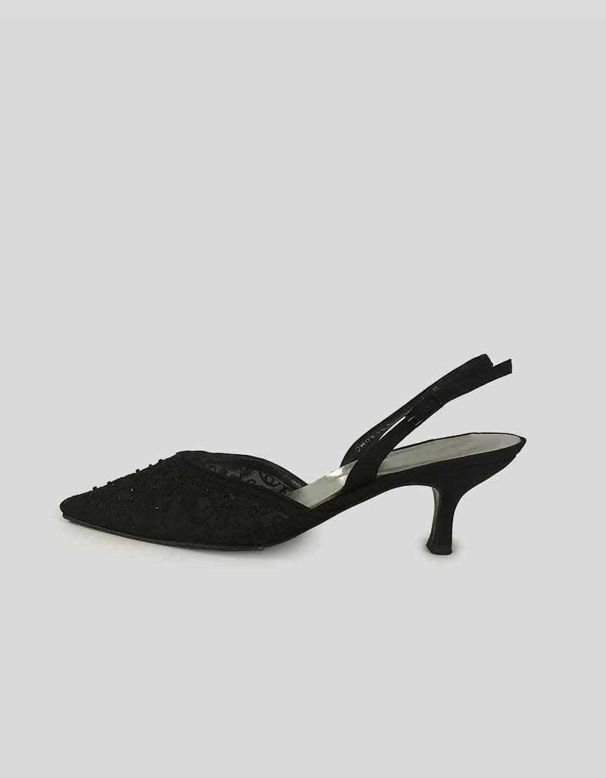 Stuart Weitzman Black Evening Jeweled Slingbacks- 8.5M US