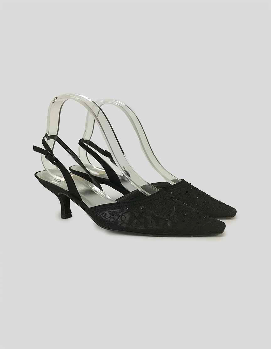 Stuart Weitzman Black Evening Jeweled Slingbacks- 8.5M US