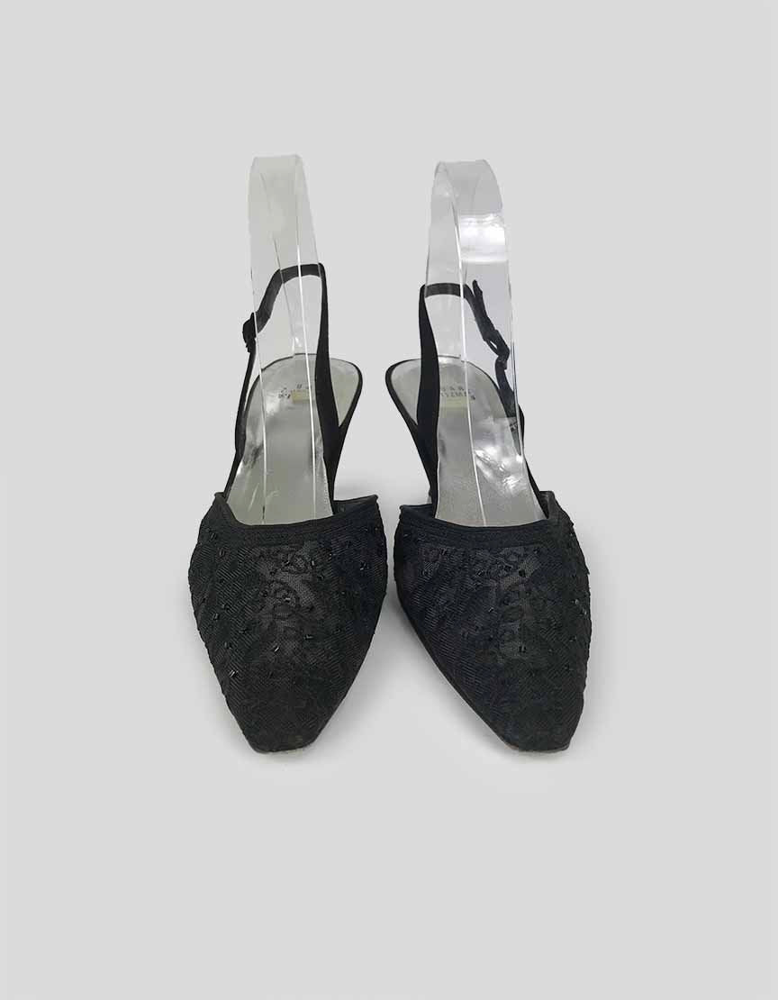Stuart Weitzman Black Evening Jeweled Slingbacks- 8.5M US