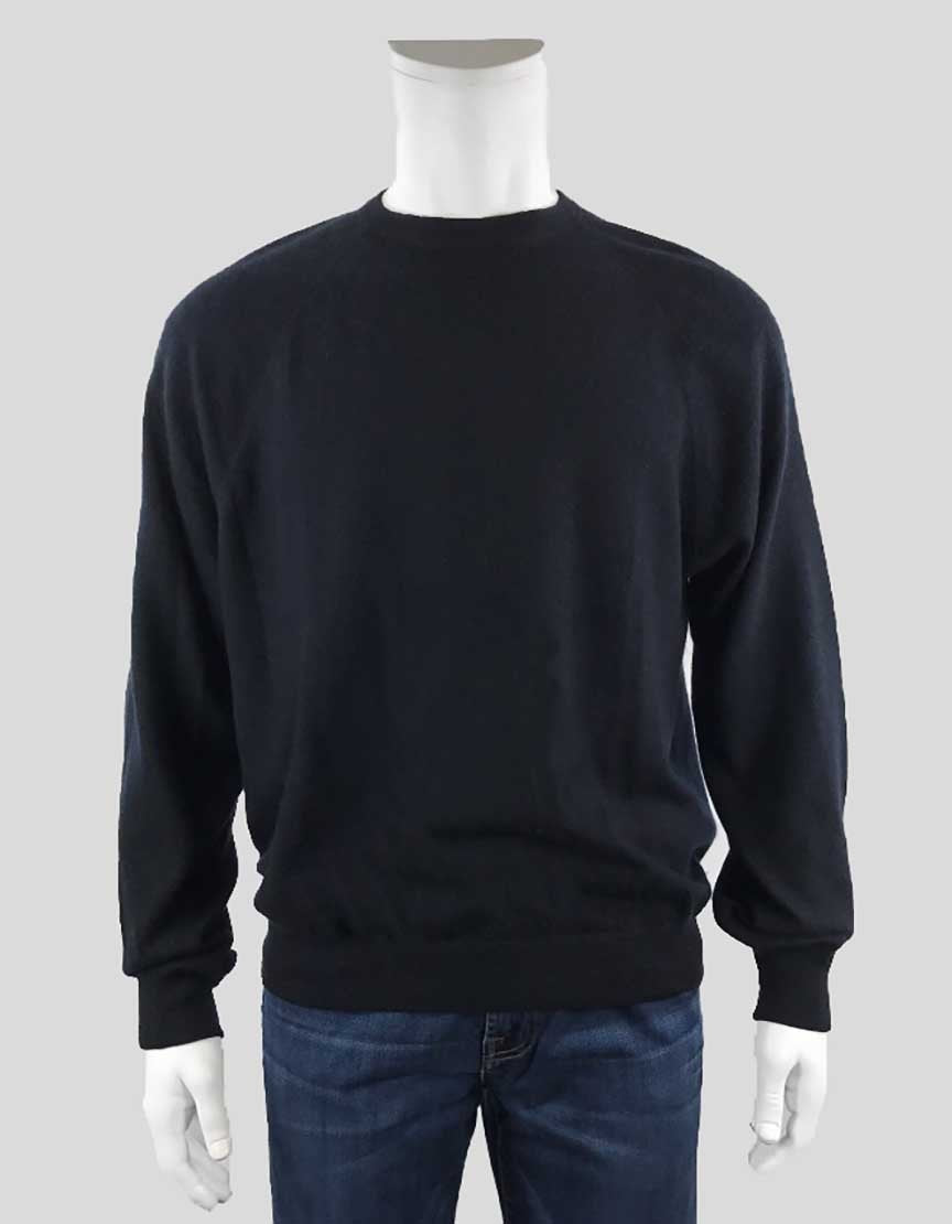 Ralph Lauren Purple Label Navy Blue Crewneck Cashmere Sweater Size Large