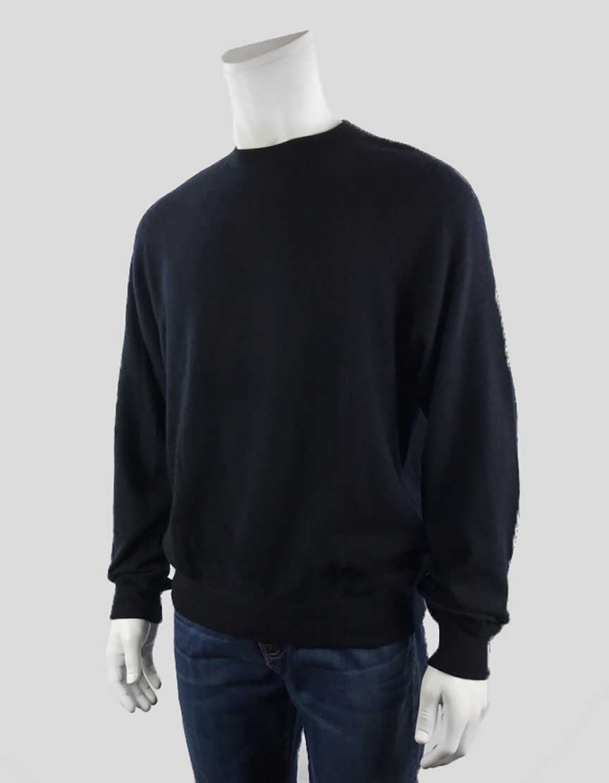 Ralph Lauren Purple Label Navy Blue Crewneck Cashmere Sweater Size Large