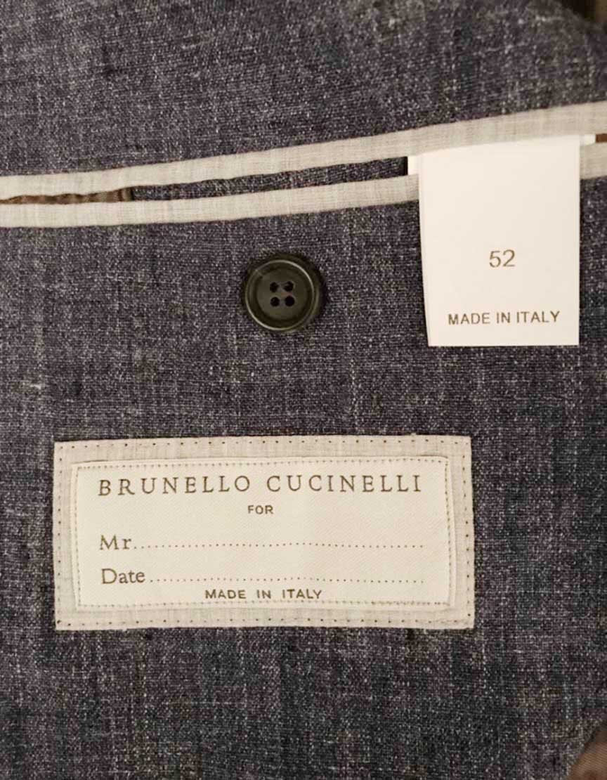 Brunello Cucinelli Blue Linen Three Button Front Blazer - 52 IT | 42 US