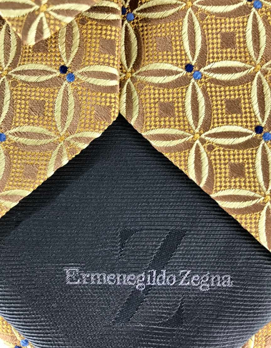ERMENEGILDO ZEGNA Mustard and Blue Tie - One Size