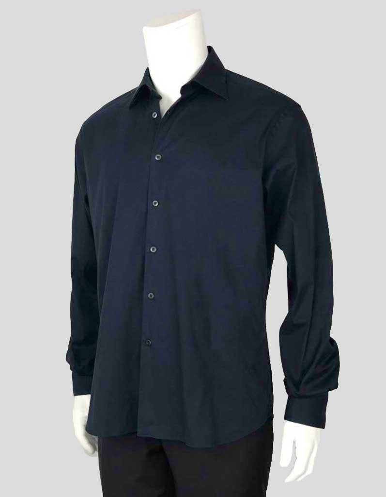 Prada Navy Blue Tailored Button Down Dress Shirt 41/16