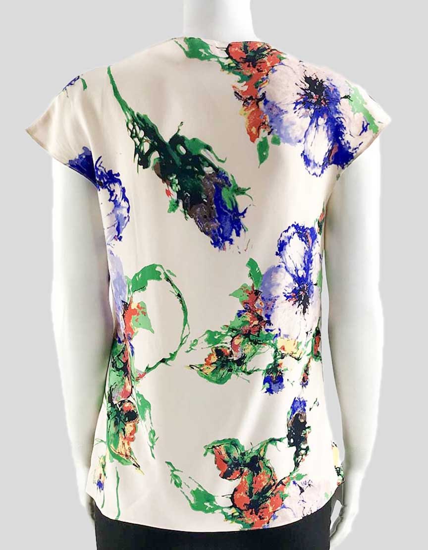 Parker Sleeveless V-Neck Collared Silk Blouse X-Small