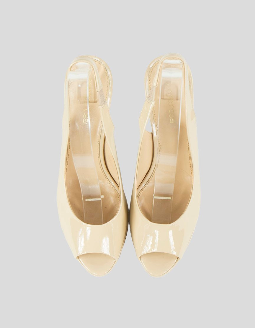 SERGIO ROSSI Patent Leather Slingback Pumps - 38 IT | 8 US