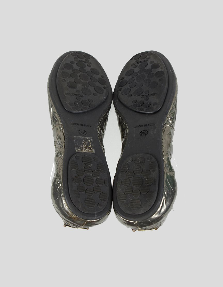 JIMMY CHOO Elasticated Ankle Flats - 38.5 IT | 8.5 US
