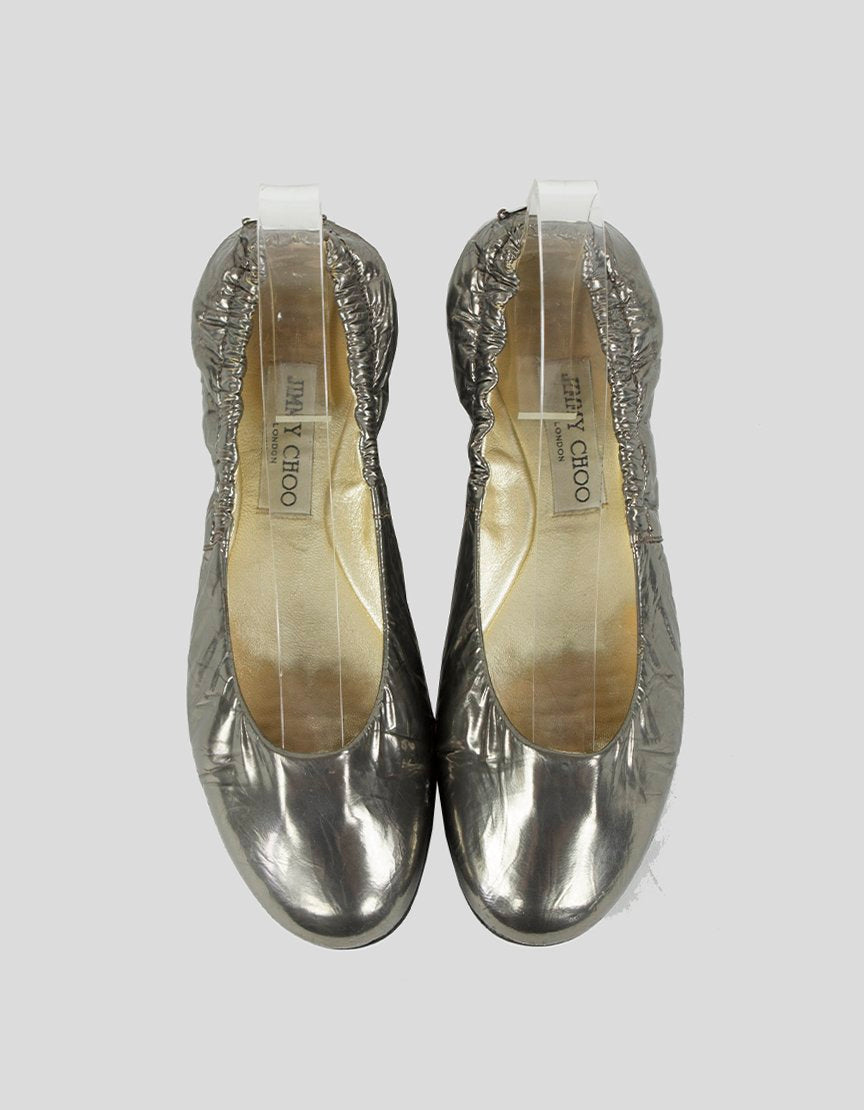 JIMMY CHOO Elasticated Ankle Flats - 38.5 IT | 8.5 US