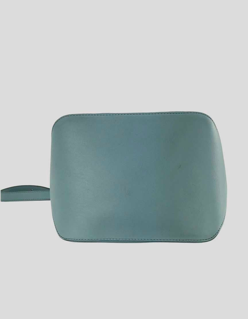 Marc By Marc Jacobs Light Blue Too Hot To Handle Drawstring Leather Bucket Bag With Silver Tone Hardware