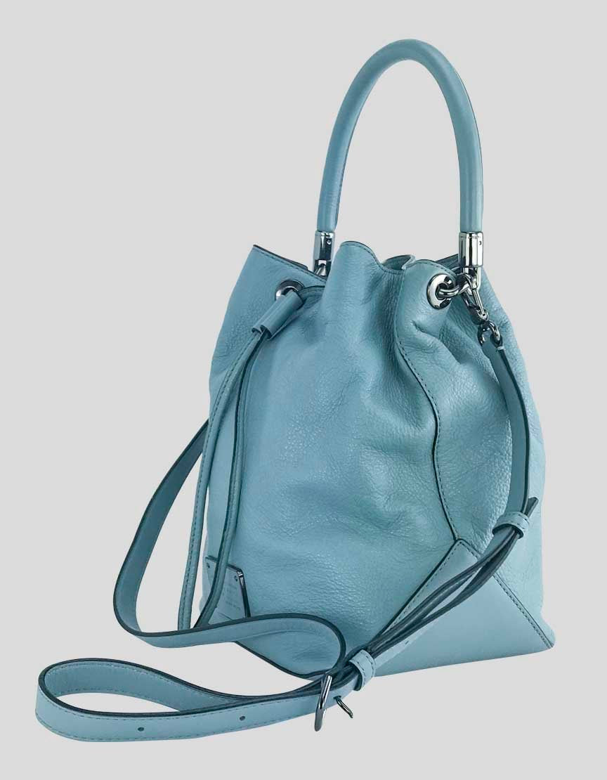 Marc By Marc Jacobs Light Blue Too Hot To Handle Drawstring Leather Bucket Bag With Silver Tone Hardware