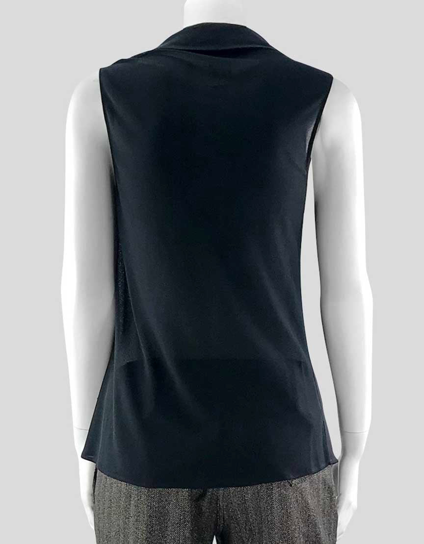 Jil Sander Women's Deep V Black Sleeveless Blouse - 36 IT | 6 US