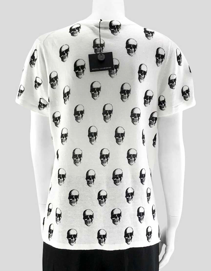 Skull Cashmere Women's White V-Neck - Large