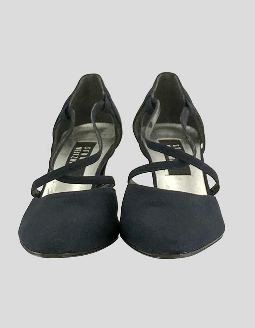 Stuart Weitzman Navy Blue Fabric Evening Pumps - 7W US