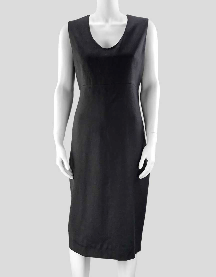 Tse Women's Black Sleeveless Scoop Neck Linen Shift Dress - 10 US LuxAnthropy Tse Women's Black Sleeveless Scoop Neck Linen Shift Dress - 10 US LuxAnthropy