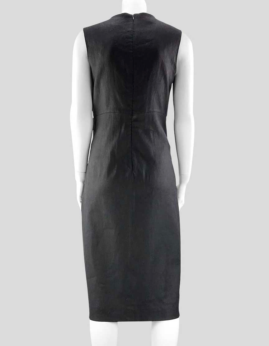 Tse Women's Black Sleeveless Scoop Neck Linen Shift Dress - 10 US