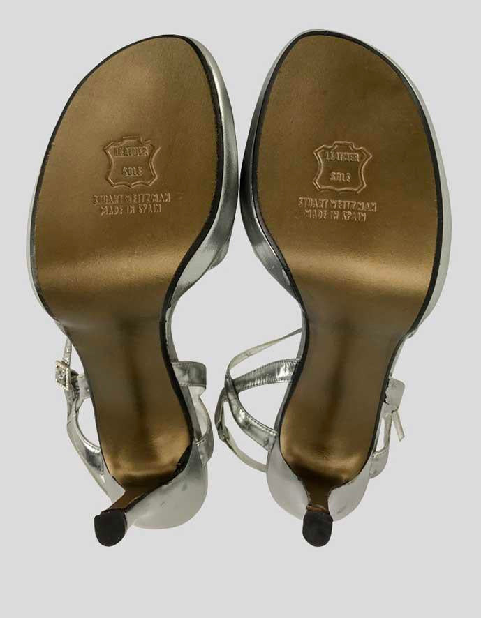 Stuart Weitzman Silver Evening Sandal - 8 B US
