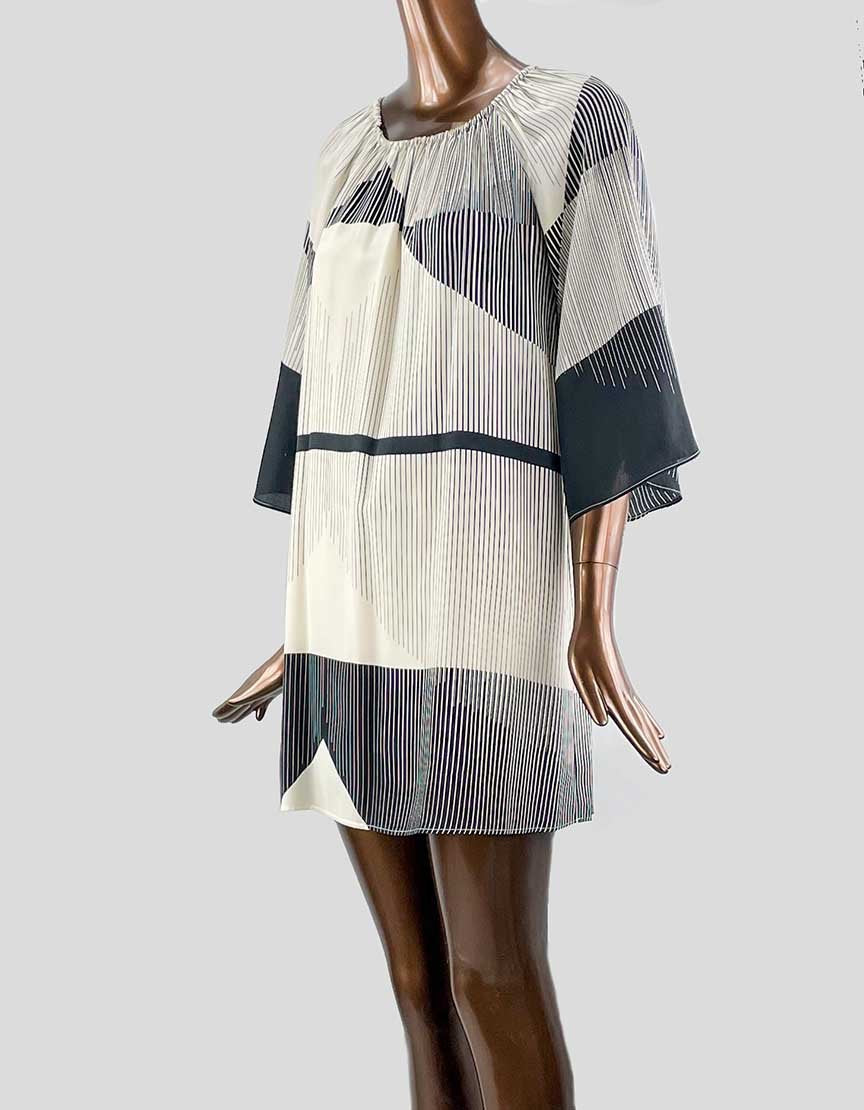 Alice + Olivia Mini Dress In Black And Cream Stripes - 4 US