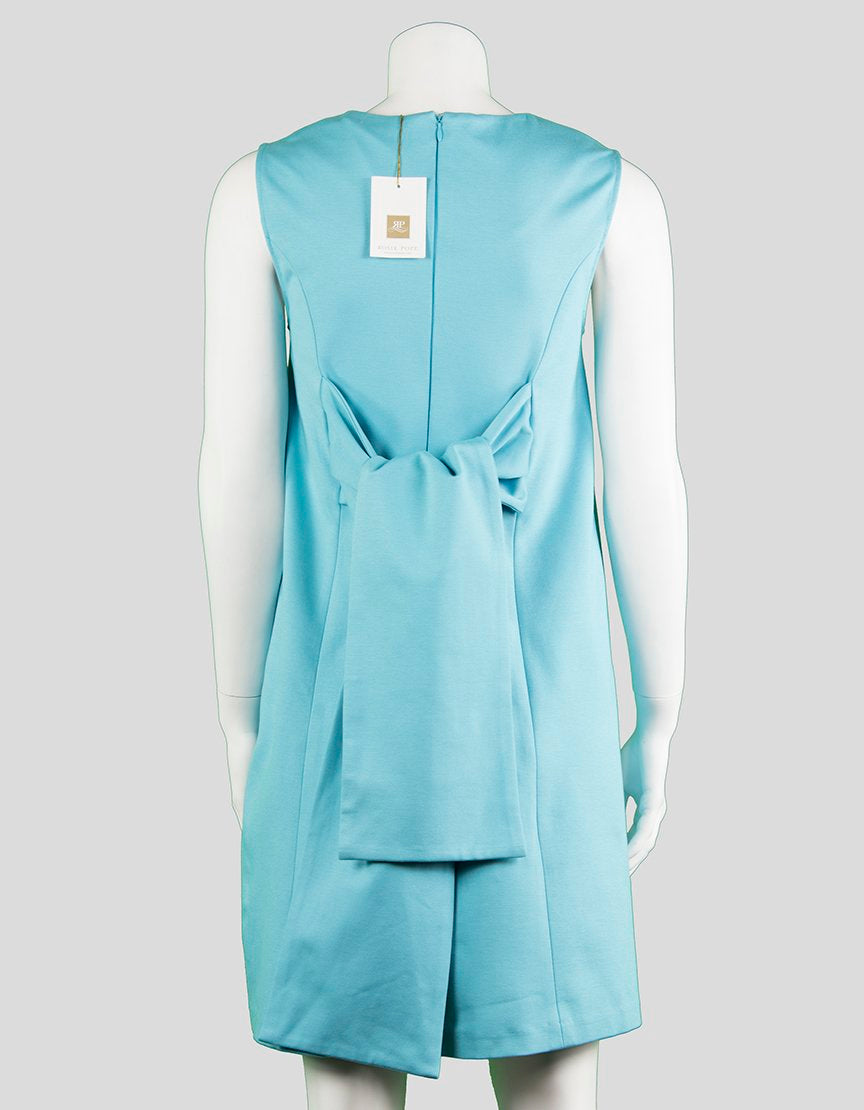 Rosie Pope A Line Sleeveless Round Neck Light Blue Maternity Dress With Thick Tie At Waist On Back Small