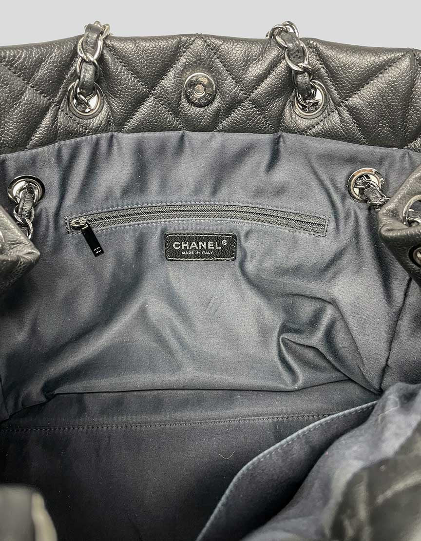 Chanel Shopping Tote In Black Caviar Leather