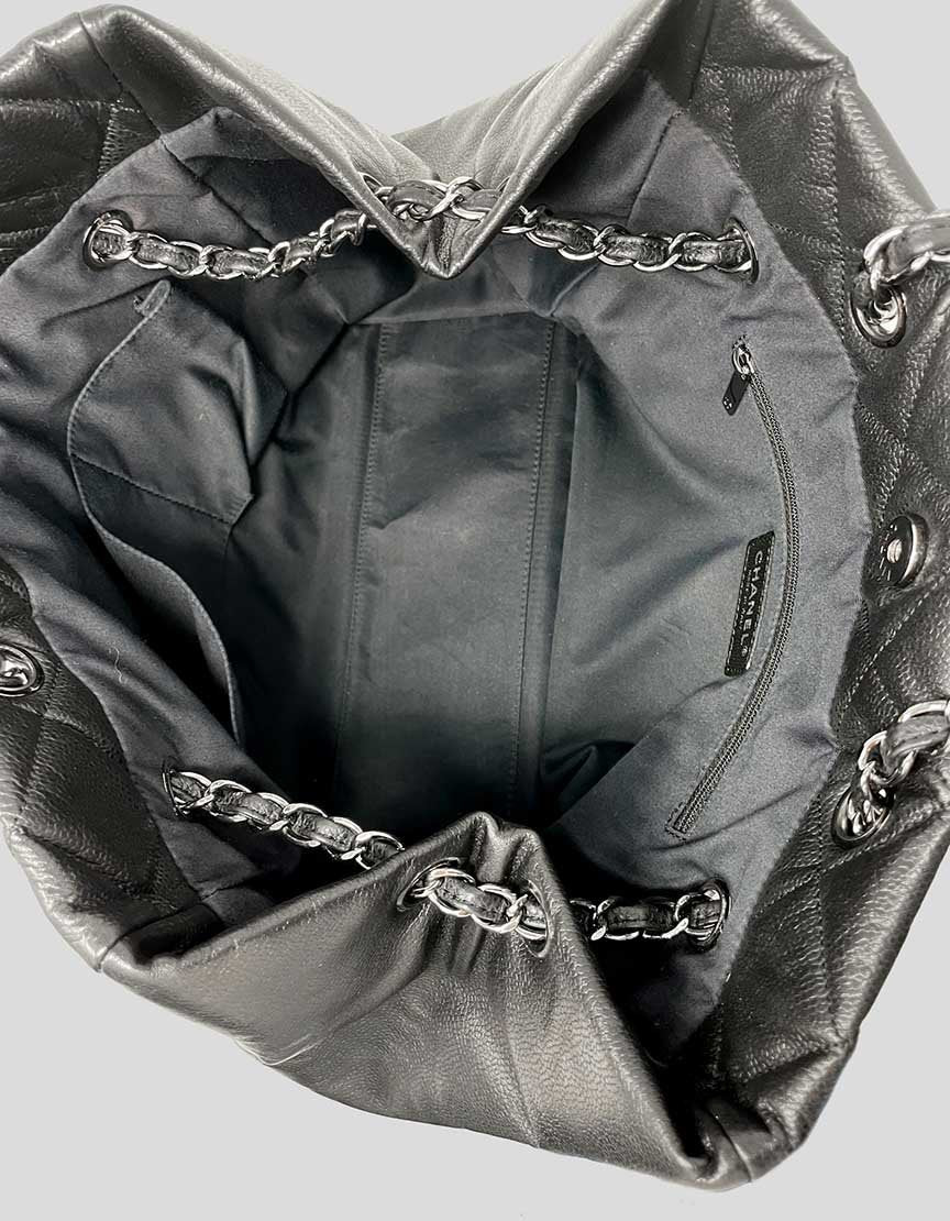 Chanel Shopping Tote In Black Caviar Leather