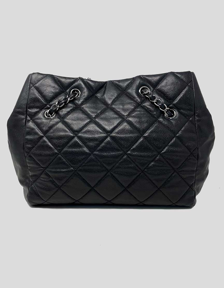 Chanel Shopping Tote In Black Caviar Leather