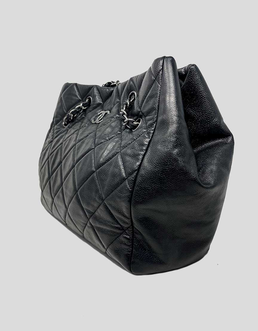 Chanel Shopping Tote In Black Caviar Leather