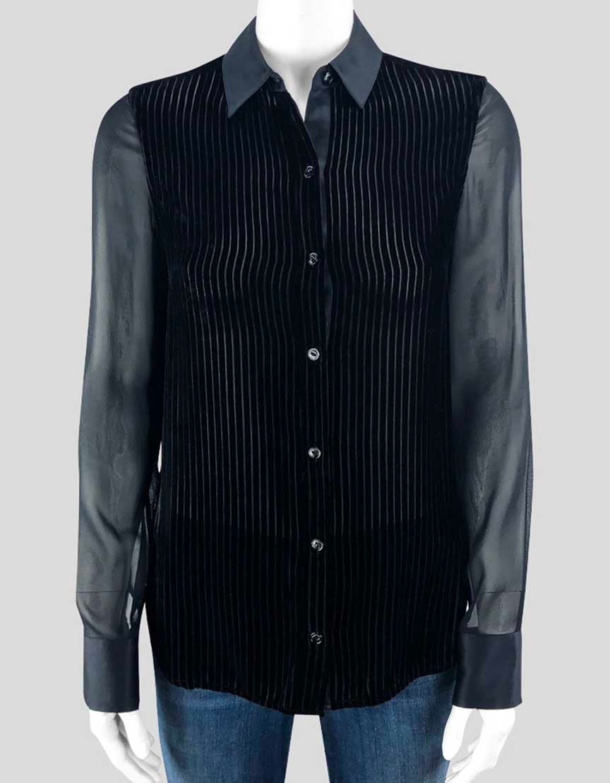 Rag Bone Danni Velvet Black Blouse X-Small